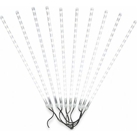 Guirlande LED Solaire Pluie de Météores Blanche Étanche pour Jardin Extérieur, 8 Tubes, 576 LED (1/5)