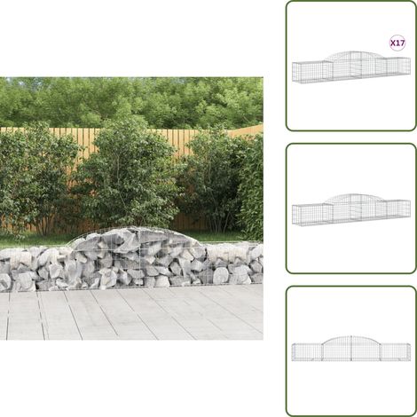 Paniers à gabions arqués 17 pcs 300x50x40/60 cm fer galvanisé - Panier Gabion - Mur Gabion - Clôture Gabion - Décoration Jardin - Barrière Jardin (1/5)