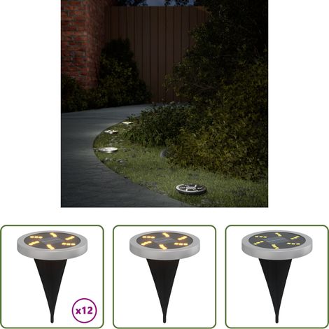 Gartenbeleuchtung -  Solar-Bodenleuchten mit Erdspieß 12 Stk. Warmweiß (1/5)