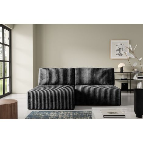 Ecksofa mit Schlaffunktion NATALIA XS in Stoff Tilia Schwarz Ottomane Links