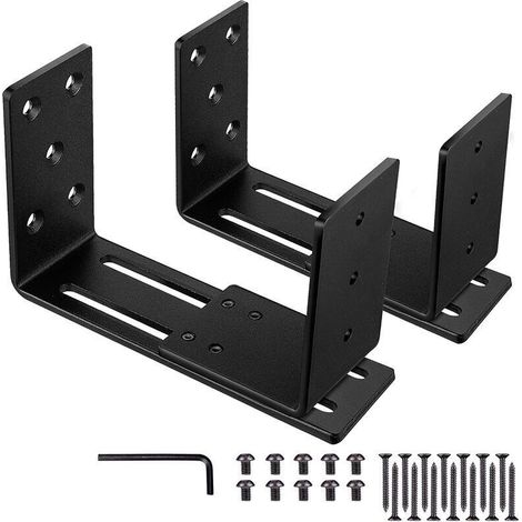 Lot de2 Barricade Supports, Support en U Ajustable, Support pour Verrou de Sécurité de Porte, Convient pour les Verrous de Porte Renforcés, Portes Pivotantes Intérieures et Extérieures (1/4)