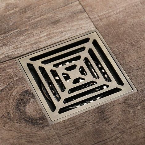 Drain de Sol commun pour Salle de Bains et Douche en Laiton Bronze Antique, Drain de Sol commun pour évier de Salle de Bains familiale,10×10cm (1/5)