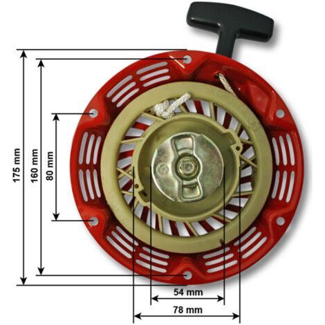 Lanceur pour moteur thermique 6,5 ch – Compatible moteurs monocylindres OHV – Couleur rouge – Essentiel pour fonctionnement moteur