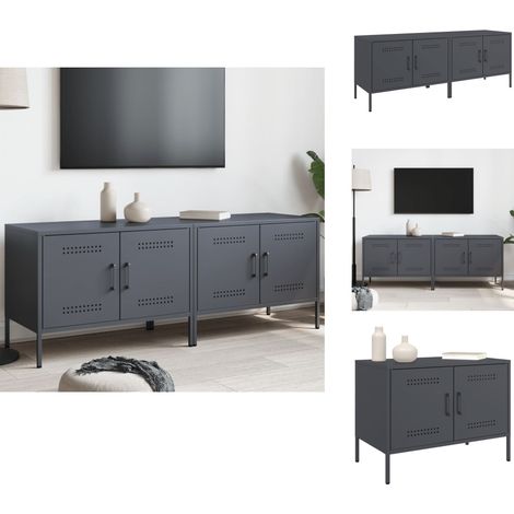 TV-Schränke 2 Stk. Anthrazit 68x39x50,5 cm Stahl - Industriestyl - TV-Schrank - Fernsehtisch - Metallregal - Stauraum (1/5)