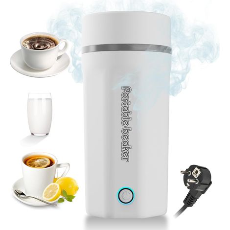 Bouilloire électrique portable - Bouilloire électrique - Bouteille d'eau de voyage - 500 ml - Acier inoxydable - Blanche (1/5)