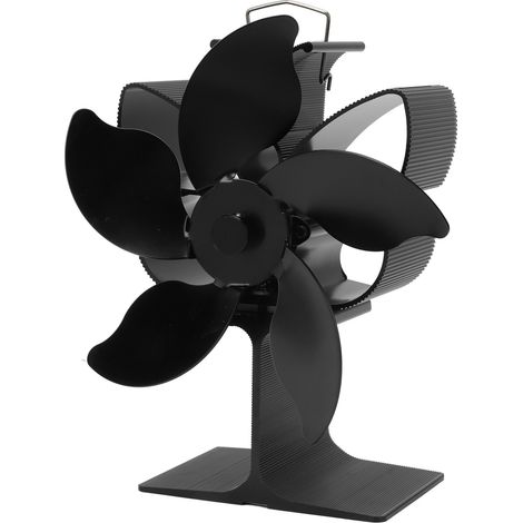 Ventilateur de cheminée à énergie thermique, noir, 5 pales, résistant aux hautes températures, écologique et économe en énergie. (1/5)