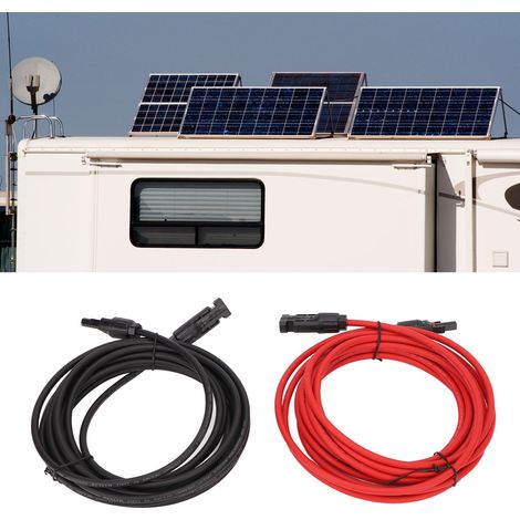 1 paire de rallonges de câble solaire de 4 mm² avec connecteurs MC4 pour systèmes solaires photovoltaïques de 2 m (1/5)