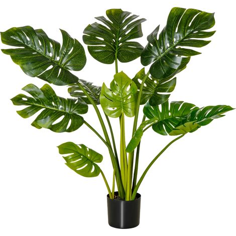 Plante artificielle Monstera 110 cm avec pot en plastique noir pour intérieur et extérieur (1/5)