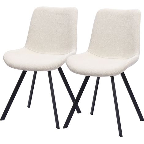 Set di 2 sedie da pranzo girevoli, sedie moderne per soggiorno e cucina, rivestimento in tessuto e robuste gambe in metallo, Bianco (1/5)