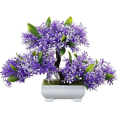 Bonsaï artificiel, plante artificielle, décoration pour chambre, bureau, salon, jardin, décoration intérieure, arbre japonais en pot-violet