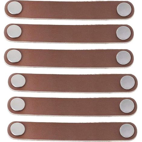 MINKUROW 6 Pezzi Maniglia Per Armadio In Pelle 128 Mm Maniglia Per Porta In Pelle Stile Moderno, Maniglia Per Porta Del Cassetto In Vera Pelle E Lega Di Alluminio (Marrone) (1/5)