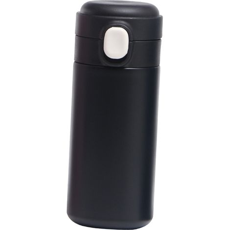 Bouteille isotherme à couvercle pop-up 420 ml, mini, mignonne, double paroi sous vide, en acier inoxydable, pour un usage quotidien, cadeau idéal pour le bureau, noir. (1/5)