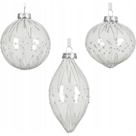 Adorno para árbol de Navidad, de cristal, redondo, decorado, transparente, 8 cm, 1 unidad (1/4)