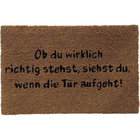 Relaxdays Fußmatte mit Spruch, 60 x 40 cm, Schmutzfangmatte, wetterfest, rutschhemmend, Fußabtreter, Kokos, natur (1/5)