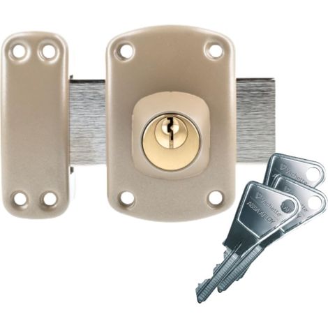Verrou de porte Double Cylindre - Ouverture à Clé extérieur et intérieur - Cylindre ø 23 mm, Longueur 45 mm, 5 goupilles - 64300/SC - Anti crochetage - 3 clés (1/5)