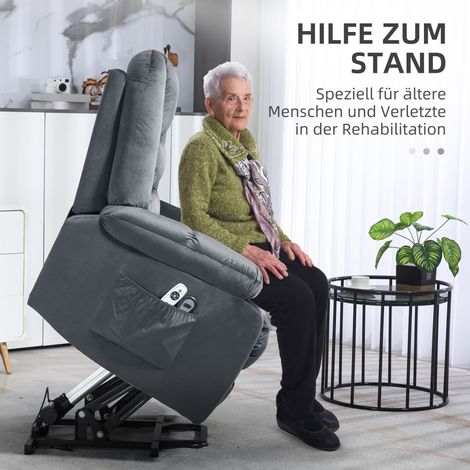 Fauteuil massant inclinable pour senior, dossier inclinable, 8 zones de massage, 2 poches latérales, 85 x 94 x 107 cm, gris (1/4)