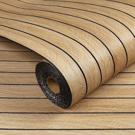 Decorative Wall Panel Adhesive Wood Brown 3D 90CMx5M Wood Wall Panel Decorative Interior Wall Panels 3D Adhesive Living Room Bedroom Wallpaper Adhesive Wall TV Entrance Office Coating (1/5)