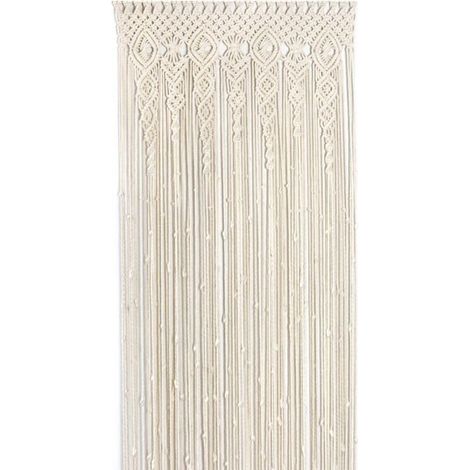 Rideau en dentelle beige 90x180 cm tissé à la main, rideau de porte et tapisserie avec glands, séparateur de pièce élégant pour décoration intérieure (1/4)