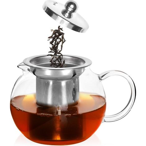 Hitzebeständige Glas-Teekanne mit Teesieb, 800 ml (1/5)