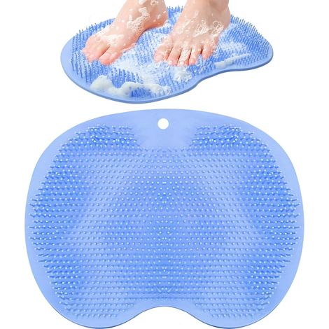 Silikon-Duschmatte – 1 Stück – Blau – Massagebürste mit Saugnäpfen – Für Fußhygiene und Entspannung – 28 x 20 cm (1/5)