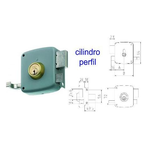MIBRICOTIENDA mcm cerradura sobreponer 2525p-100-izqda pintada cilindro perfil