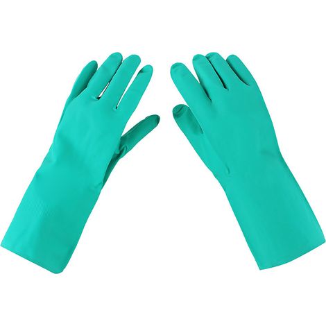 Gants de travail résistants aux produits chimiques, en NBR, aux acides, aux alcalis, aux solvants, aux huiles et au vieillissement, résistants à l'abrasion (EN15Fx9). (1/5)