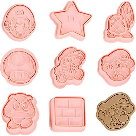 Lot de 8 emporte-pièces Super Mario pour pâtisserie, moules à biscuits 3D en plastique, décorations fondant, gâteaux, cookies et sablés (1/5)