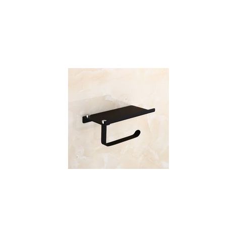 Porte-Papier Toilette Support Mural en Aluminium (Perforé/Non perforé) Porte-Rouleau avec étagères Spacieuses,Support Mural pour Papier Toilette pour Toilettes et Cuisines(Noir) H515