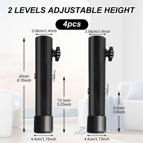 Set di 4 gambe per tavolo regolabili in metallo, prolunghe da 20 cm per gambe di tavolo curve o dritte, complete di accessori di montaggio. Gambe in metallo per mobili, tavoli e sedie. (1/4)