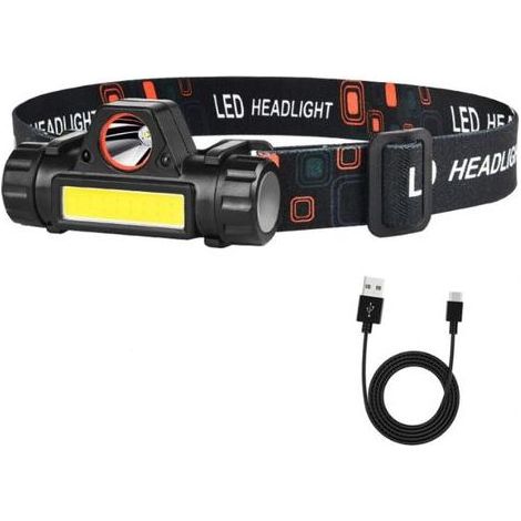 (1 lampe de poche) Lampe frontale LED rechargeable, lumière frontale haute puissance portable avec angle réglable et étanche, spot LED rechargeable, la pêche, la randonnée ou le vélo. (1/5)