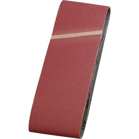 kwb Schleifbänder 75x457 mm aus Edelkorund mit Körnung 80, Spezialverleimung und flexiblem Baumwollgewebe für den groben Schliff von Holz und Metall (1/3)