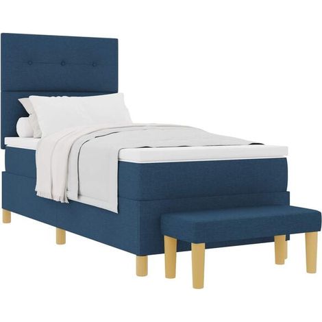 Matelas à ressorts rembourré, bleu, 200 x 80 cm, en tissu. (1/5)