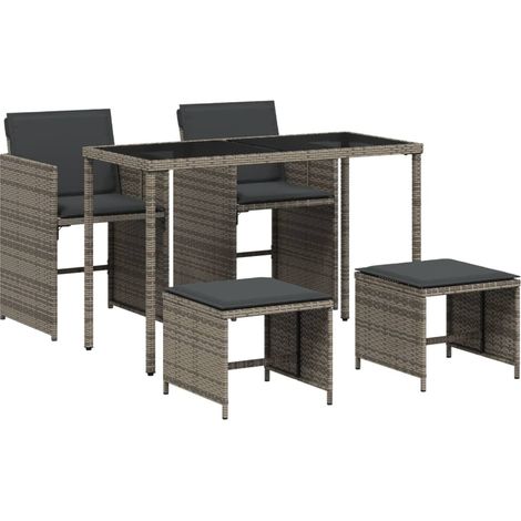Ensemble à manger de jardin 5 pcs,Salon de jardin coussins gris résine tressée CFW96109 (1/5)