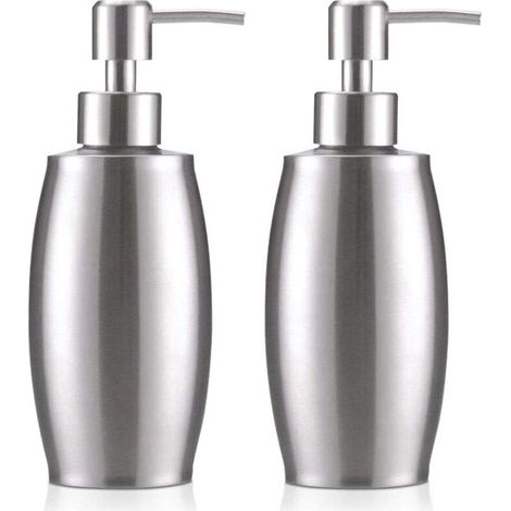 Dispenser di sapone liquido in acciaio inox da 350 ml, dispenser di sapone liquido e lozione per il bagno, dispenser di sapone liquido per lavello della cucina (confezione da 2) - Crezuo