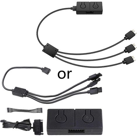 RGB-Lüfterkonverter 5V auf 12V 4-Pin-Adapter-Hub mit manueller Steuerung und SATA-Schnittstelle
