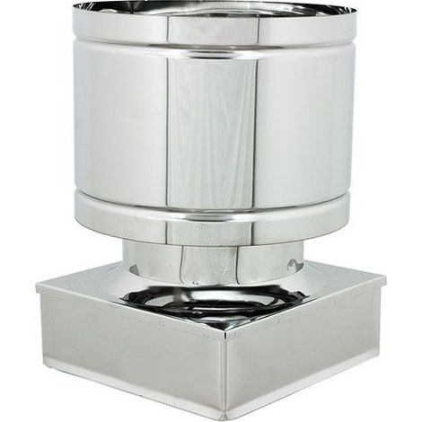 Fumaiolo da 25x25cm tipo botte 4 venti inox aisi 304 base quadra (1/3)