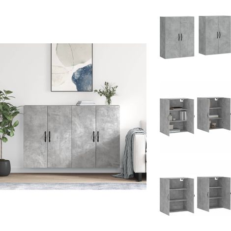 Armoires murales 2 pcs gris béton bois d'ingénierie - Armoire Murale - Meuble Rangement - Buffet - Placard Mural - Étagère Murale (1/5)