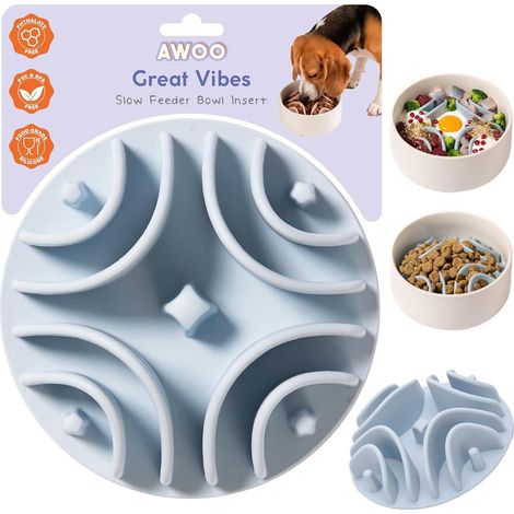 Pet silicone slow feeder, pet suction cup slow feeder, bottom suction cup silicone anti-choking slow feeding mat, light blue -