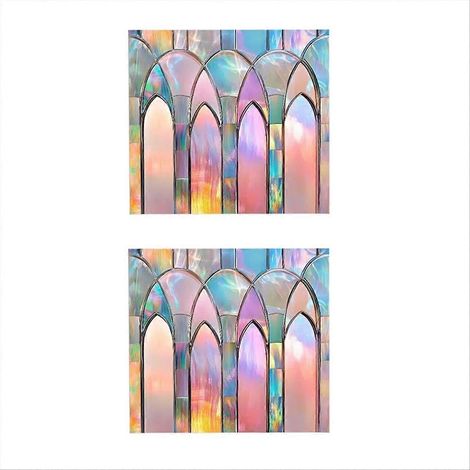 Stickers muraux rétro colorés en PVC électrostatique, style vitrail d'église, pour la maison (1/5)