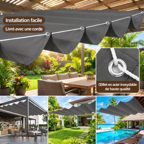 Voile d'ombrage rétractable ondulée 2 × 5 m rose fuchsia auvent terrasse pergola imperméable 35 × 23 × 9 cm 1,3 kg – Livraison gratuite (1/4)