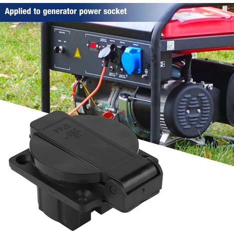Prise industrielle imperméable noire norme allemande pour groupe électrogène 250V 16A (1/5)