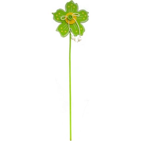 Fiore verde su stecchino di legno, decorazione da giardino, 28 cm