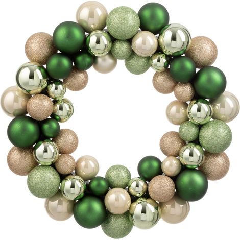 Couronne Boules de Noël "Night" 35cm Vert & Écru (1/3)