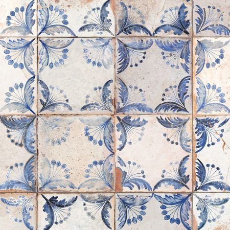 Carrelage Vintage Bleu Flor 33x33x0,95 cm Rhodes - Sol et mur intérieur (vendu par carton de 1,09 m²) - RO'MA CARRELAGE (1/3)