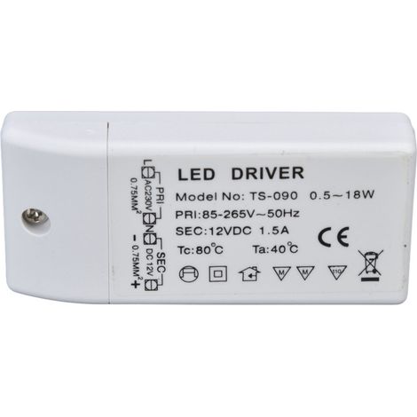 18-W-LED-Netzteil, Konstantstrom 12 V DC / 1,5 A, Wechselstromeingang 85–265 V (18 W) (1/5)