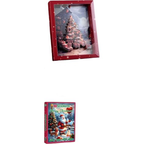 Marco navideño 3D con árbol de Navidad: conjunto creativo con efecto de profundidad 3D para montaje DIY. (1/5)