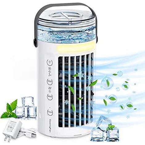 Climatiseur Mobile, Refroidisseur D'air Avec Réservoir D'eau De 400ml , 3 Vitesses, Ventilateur De Bureau Usb Pour La Maison Et Le Bureau (blanc) (1/5)