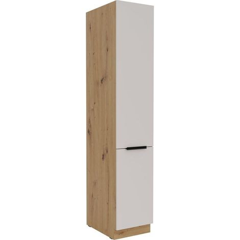 Küchen Hochschrank 40 cm SOLANO Kaschmir beige + Eiche Artisan matt Küchenzeile Küchenblock Küche (1/5)