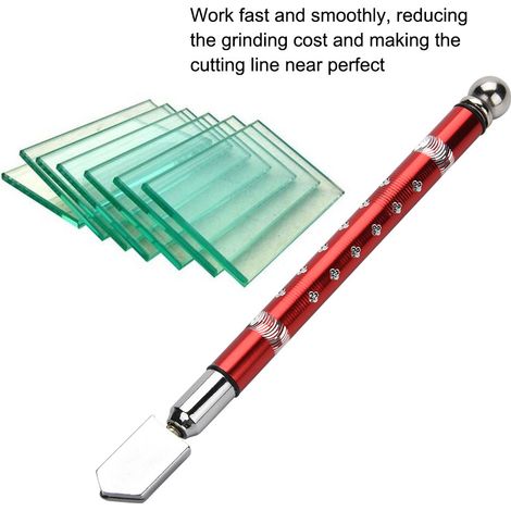 Coupe-verre portable à molette manuelle avec poignée antidérapante rouge, pour couper le verre de 3 à 15 mm d'épaisseur, outil de vitrier précis et confortable. (1/5)