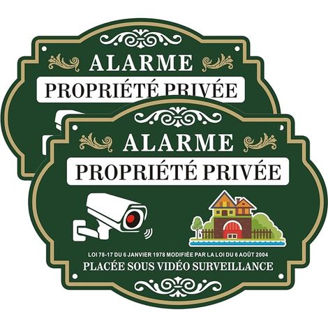 Video Surveillance Panel Private Property Aluminium 25 x 18 cm, Alarm for Home/Business Security (1/5)